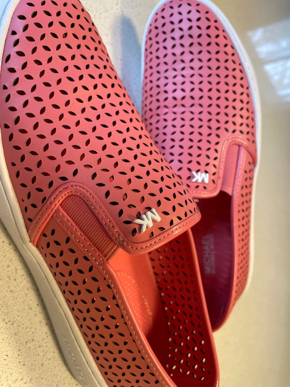 Michael Kors Coral Perforated Slip-On Sneakers